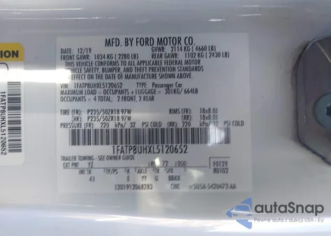 2020 Ford Mustang Ecoboost Premium from USA, damaged, VIN 1FATP8UHXL5120652